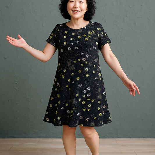 Black Ditsy Midi Dress UF921