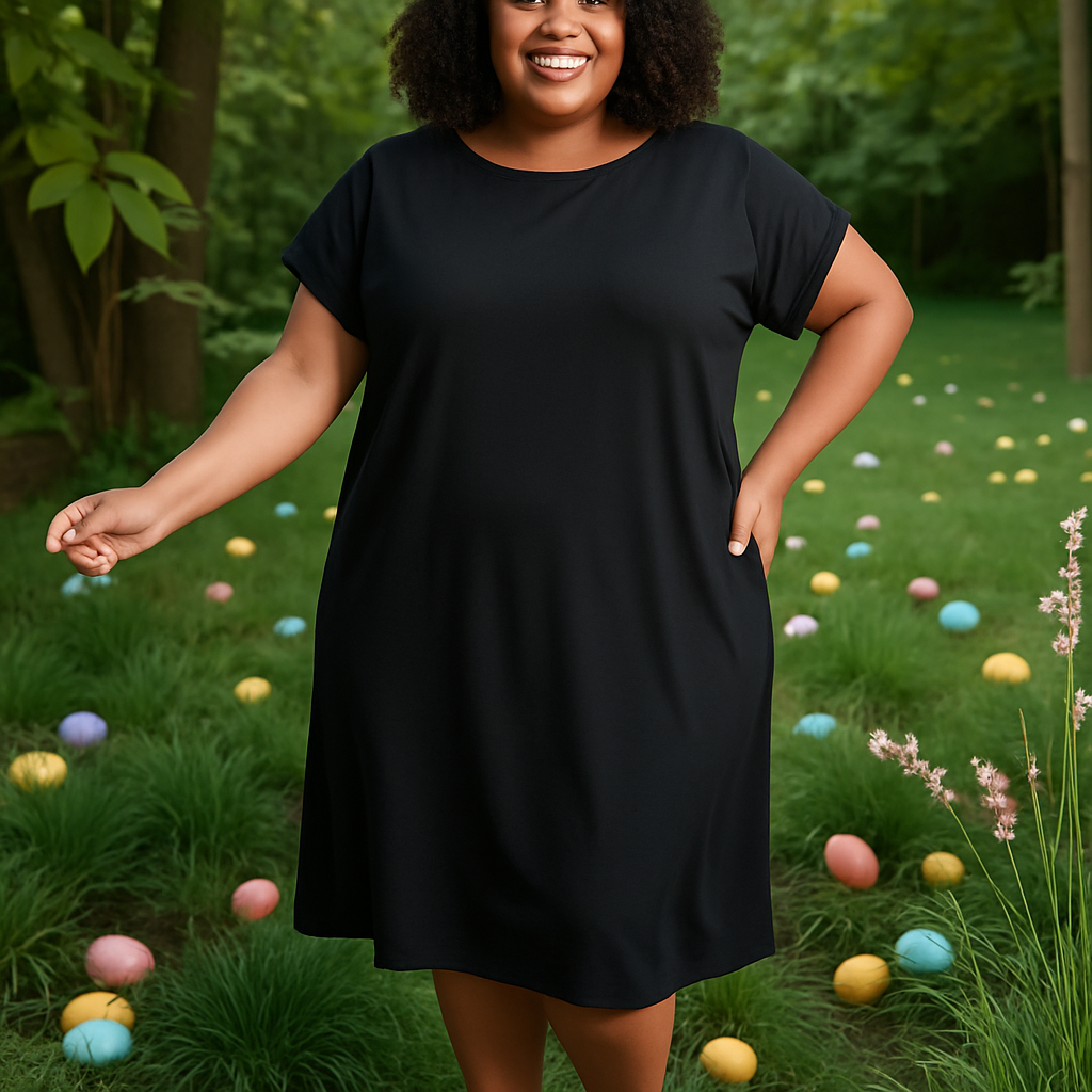 Black Jersey Swing Dress