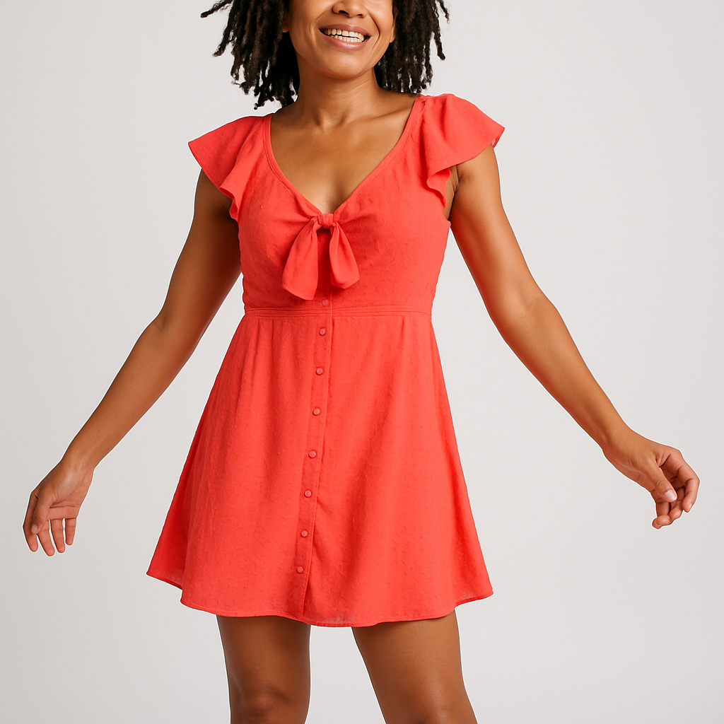 Coral Dobby Skater Dress