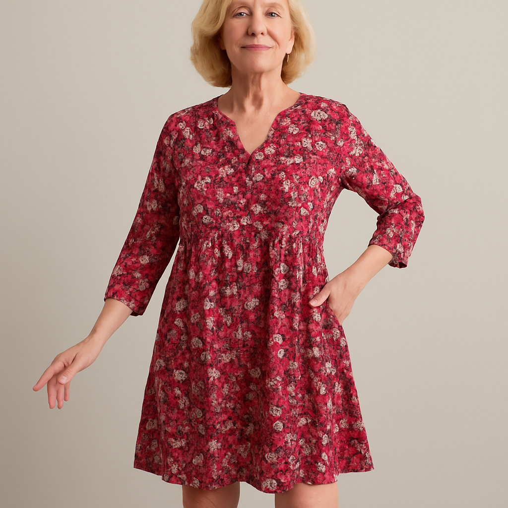Pink Floral Relaxed Button Through Smock Dress