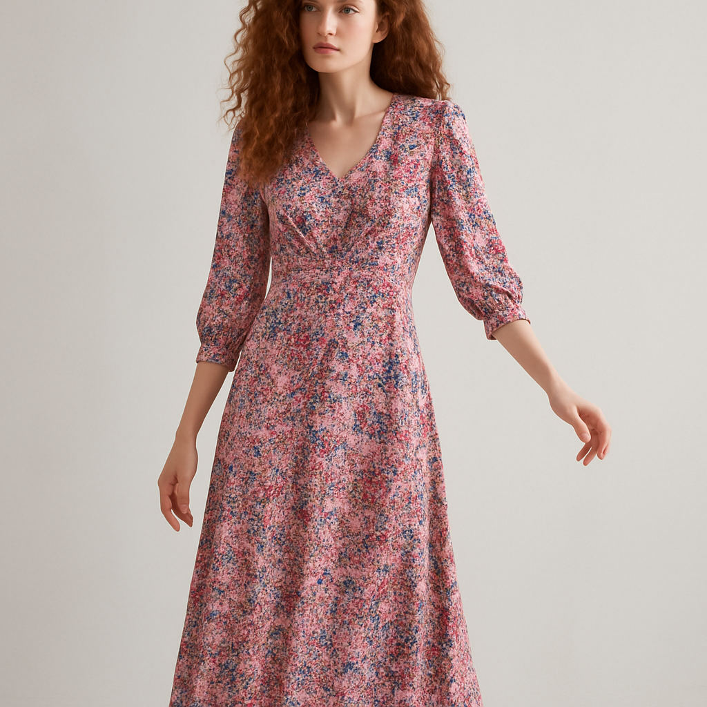 Pink Multi Midi Tea Dress