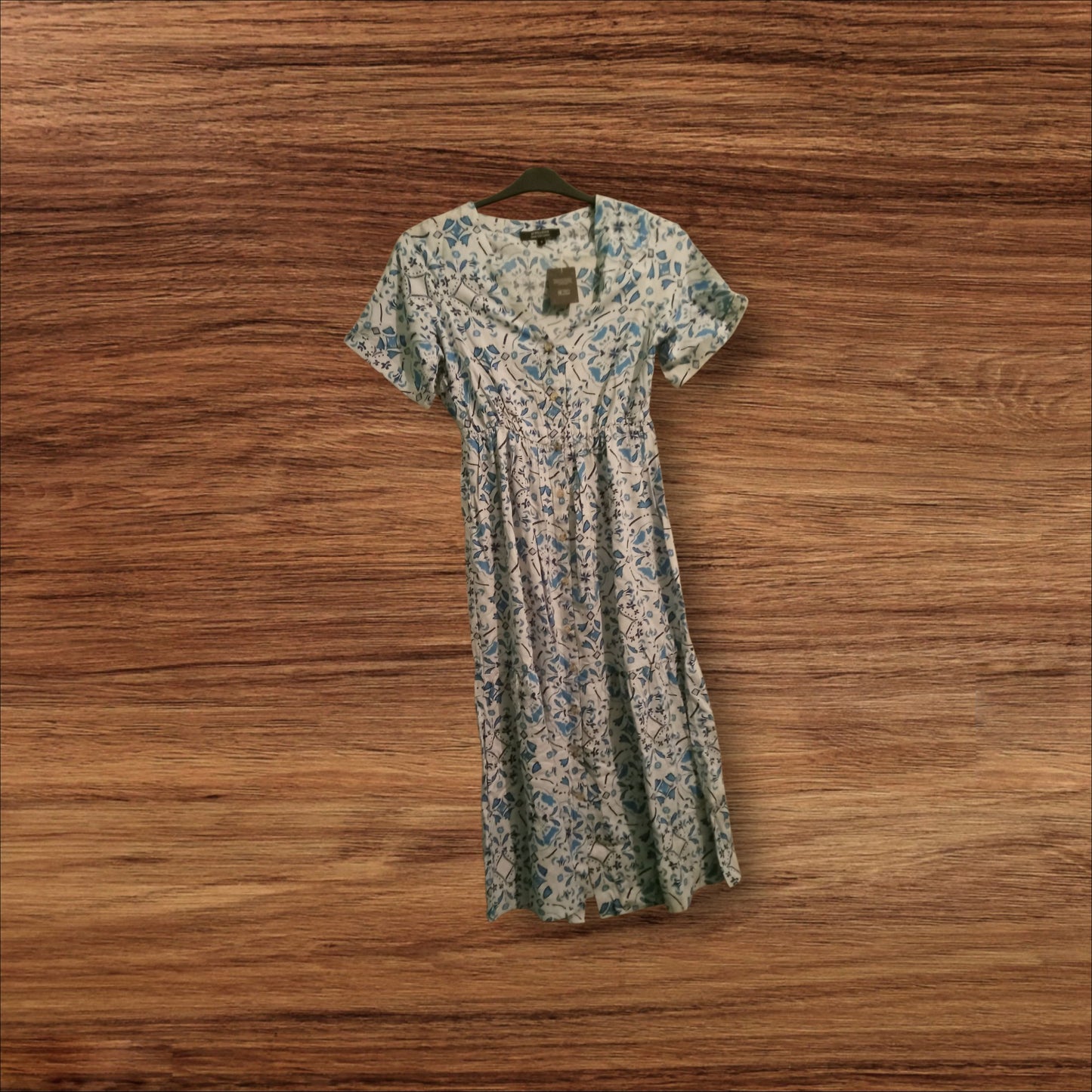 Blue Print Button Through Dress TT790