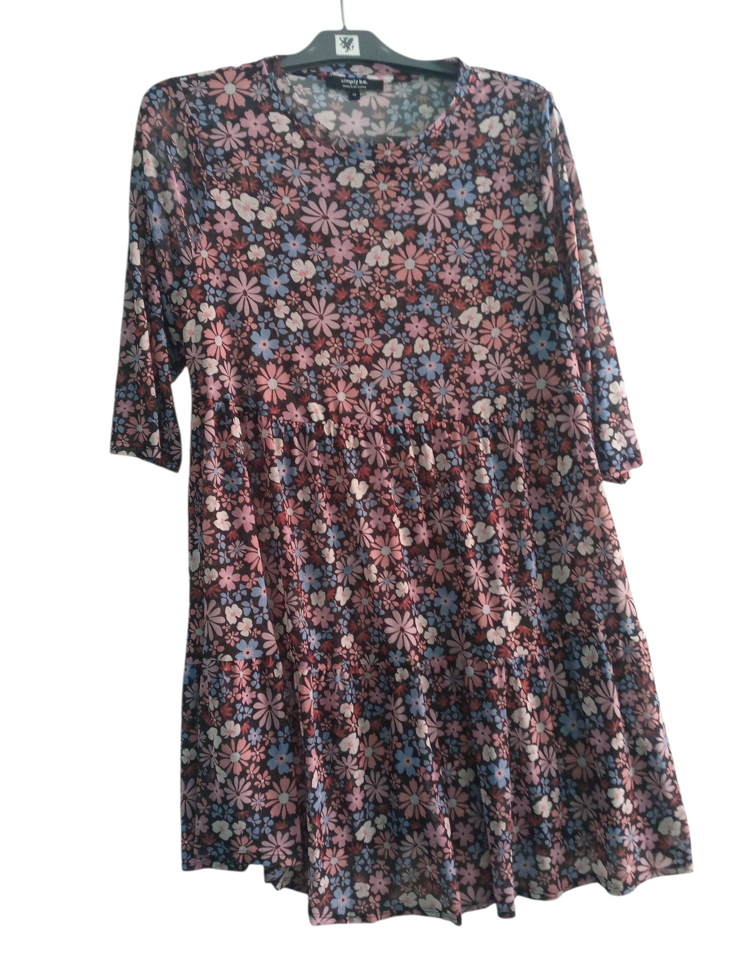 Floral Print Mesh Smock Dress