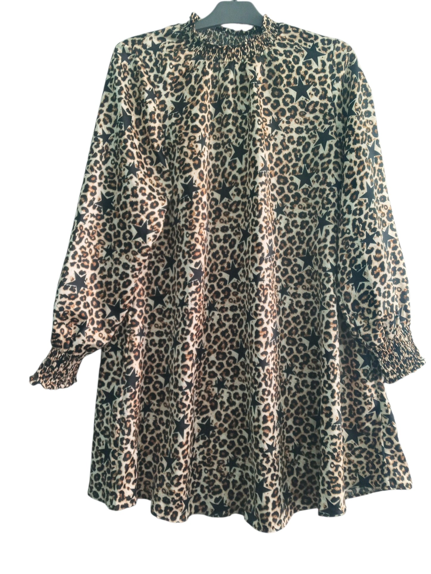 Grey Stars Satin Swing Dress