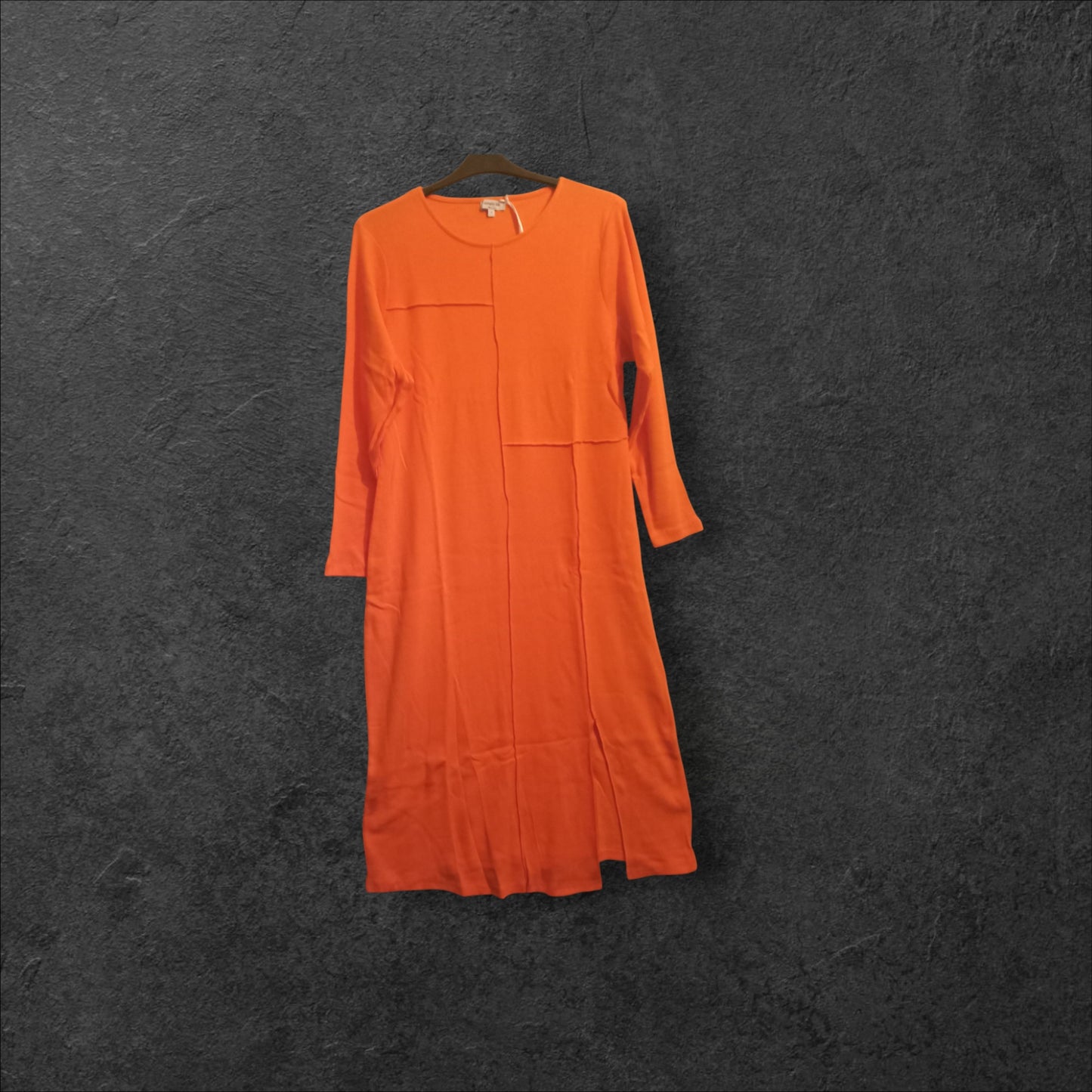 Orange Contrast Stitch Midi Column Dress FJ806