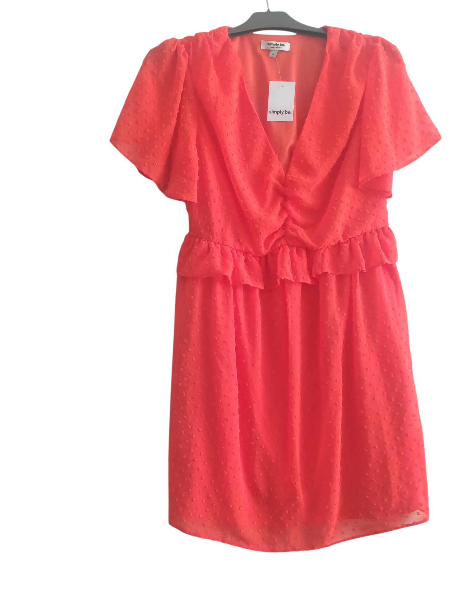 Red Dobby Ruffle Dress