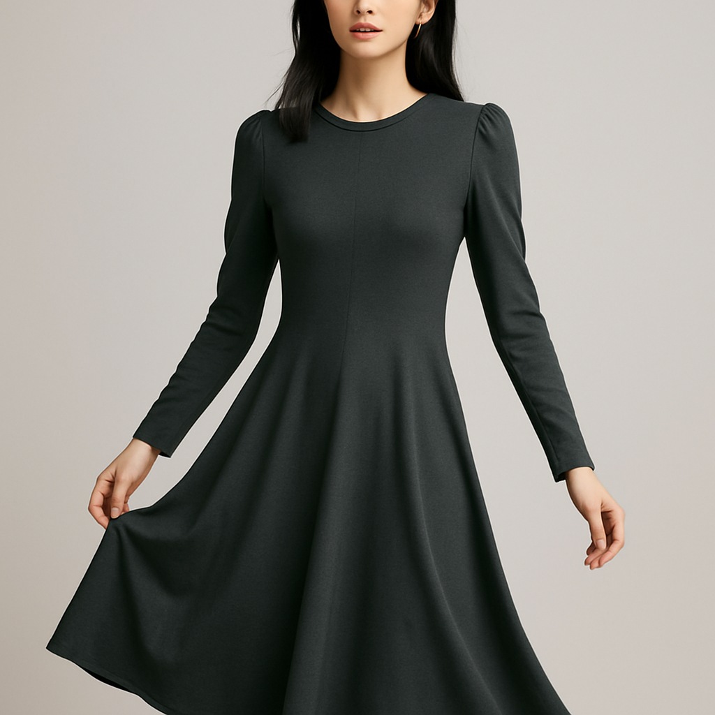Soft Touch Swing Dress With Long Sleeves