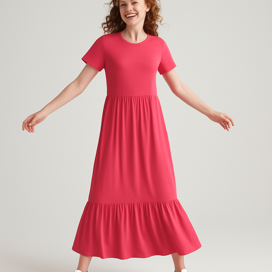 Coral Jersey Maxi Dress