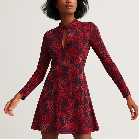 Supersoft Jersey Keyhole Animal Print Skater Dress