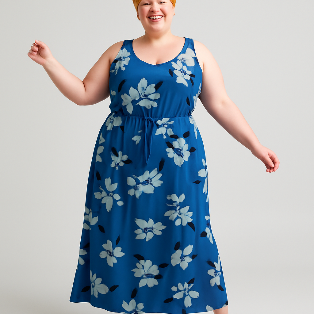 Blue Flora Vest Maxi Dress TP719