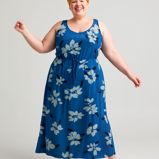 Blue Flora Vest Maxi Dress