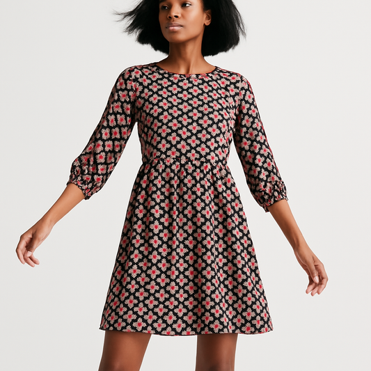 Geo Print Empire Tea Dress