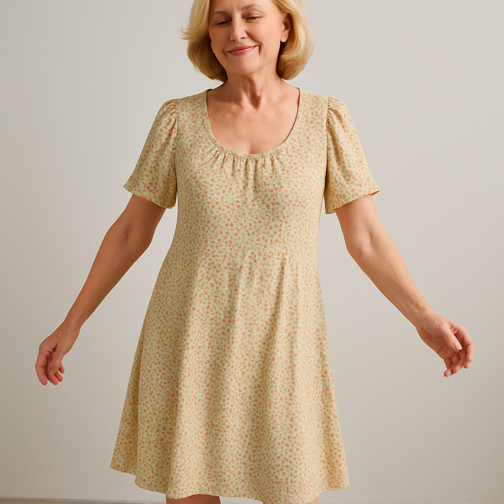 Yellow Floral Waffle Skater Dress