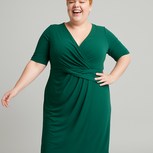 Dark Green Drape Front Dress