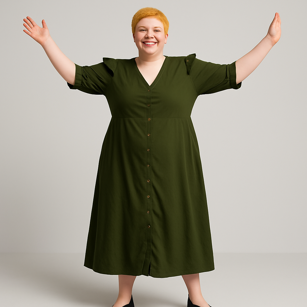 Dark Green Viscose Shirt Dress