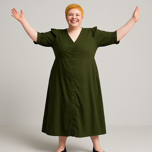 Dark Green Viscose Shirt Dress