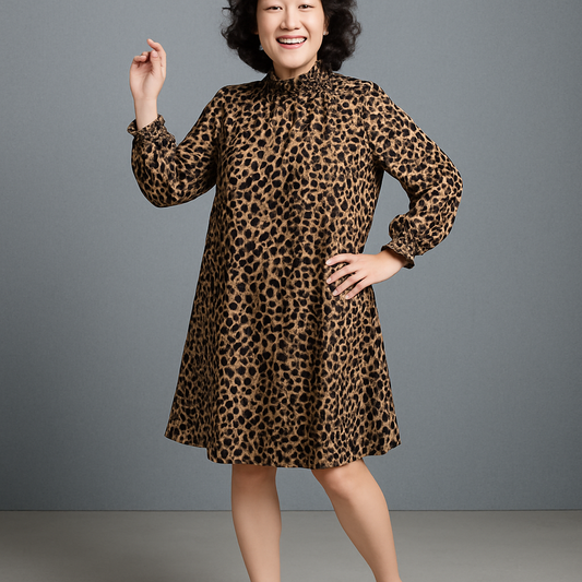 Grey Stars Satin Swing Dress XF854