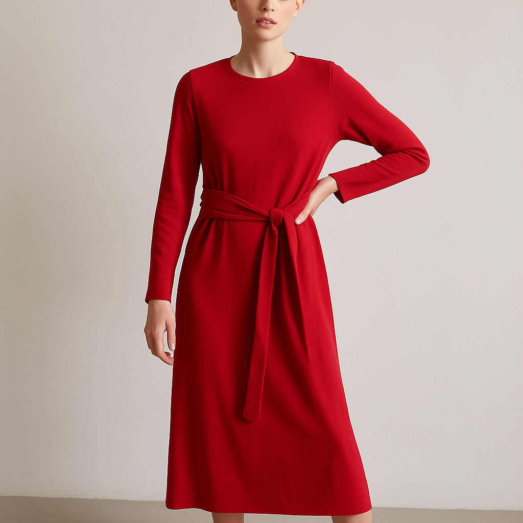 Red Wrap Midi Dress