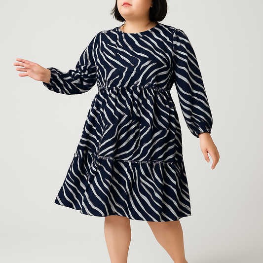 Animal Print Waffle Smock Dress IG034