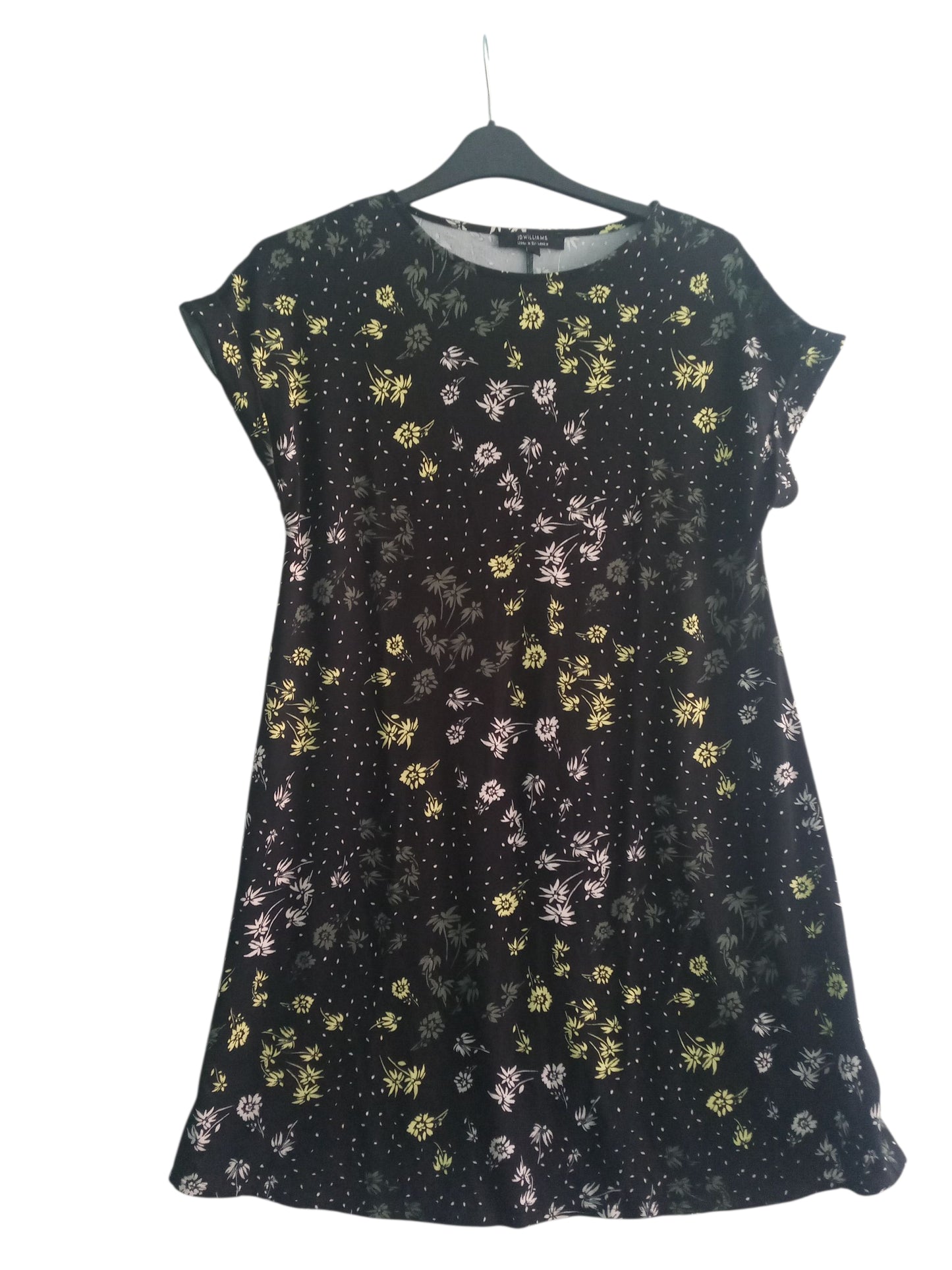 Black Floral Jersey Swing Dress