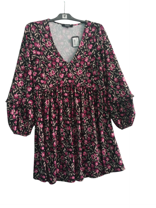 Black Floral Supersoft Smock Dress