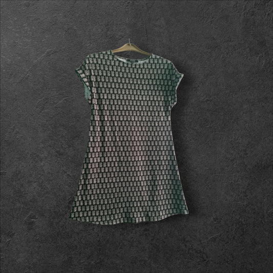 Black Print Jersey Swing Dress QQ111