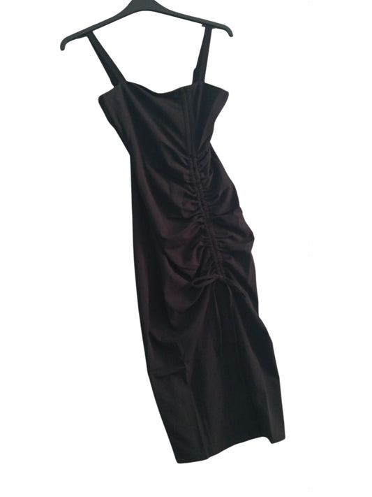 Black Ruched Front Midaxi Dress IG837