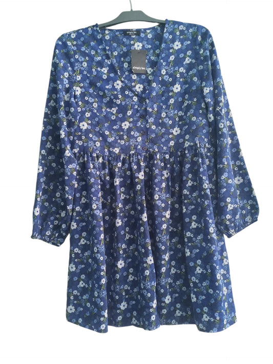 Blue Ditsy Smock Dress Flowered Pattern