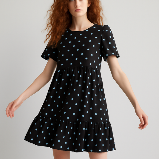 Blue Spot Jersey Smock Dress