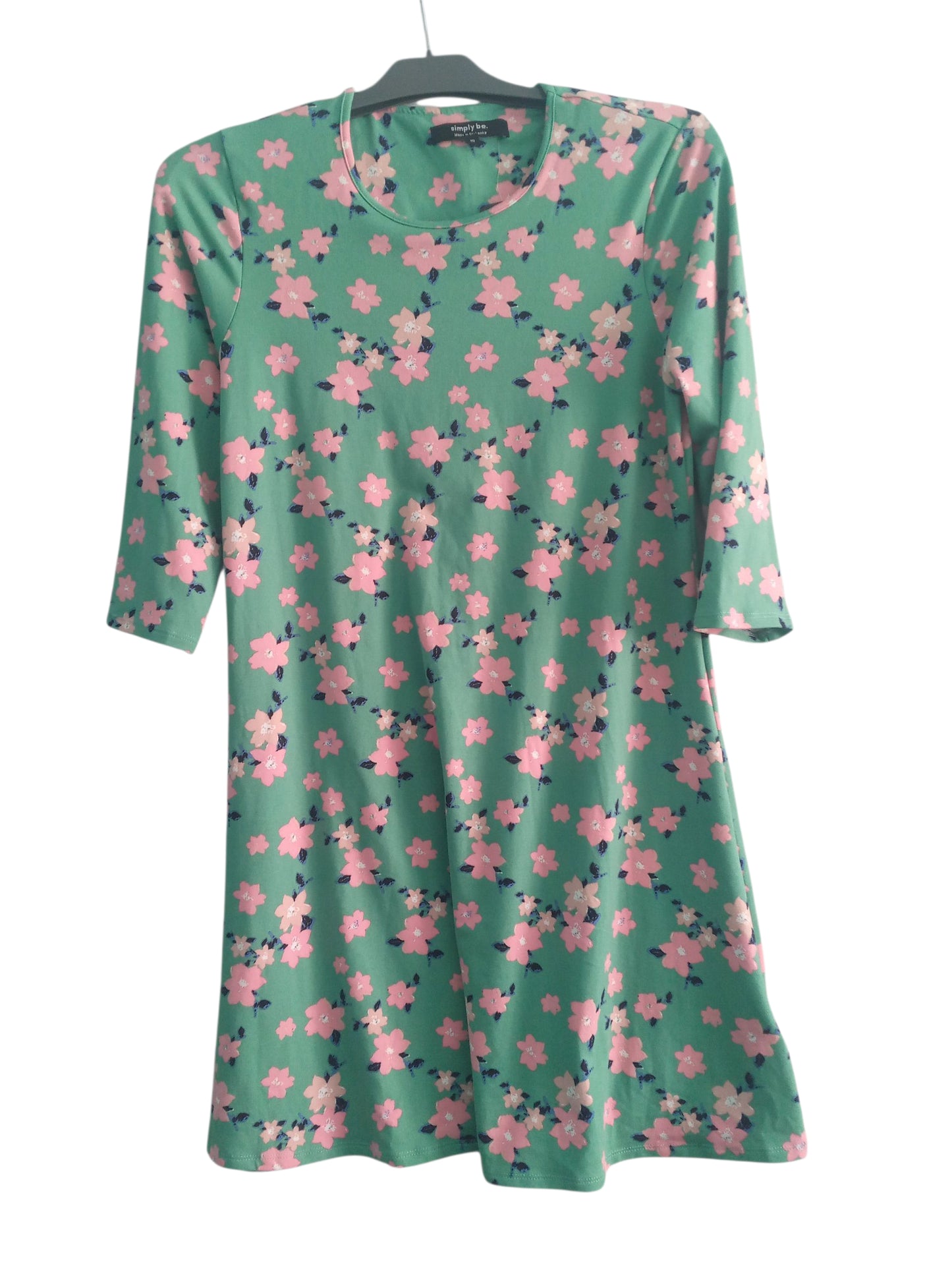 Green Floral Jersey Swing Dress