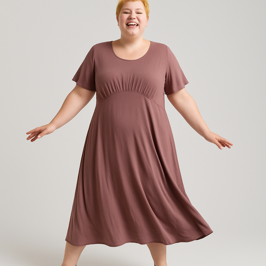 Grey Angel Sleeve Split Hem Midi Dress