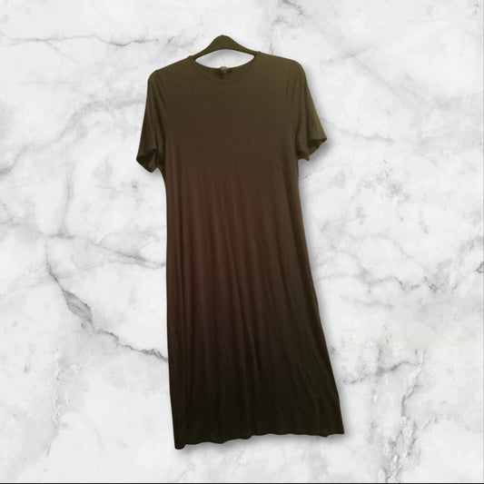 Khaki Viscose Midi T Shirt Dress IG974
