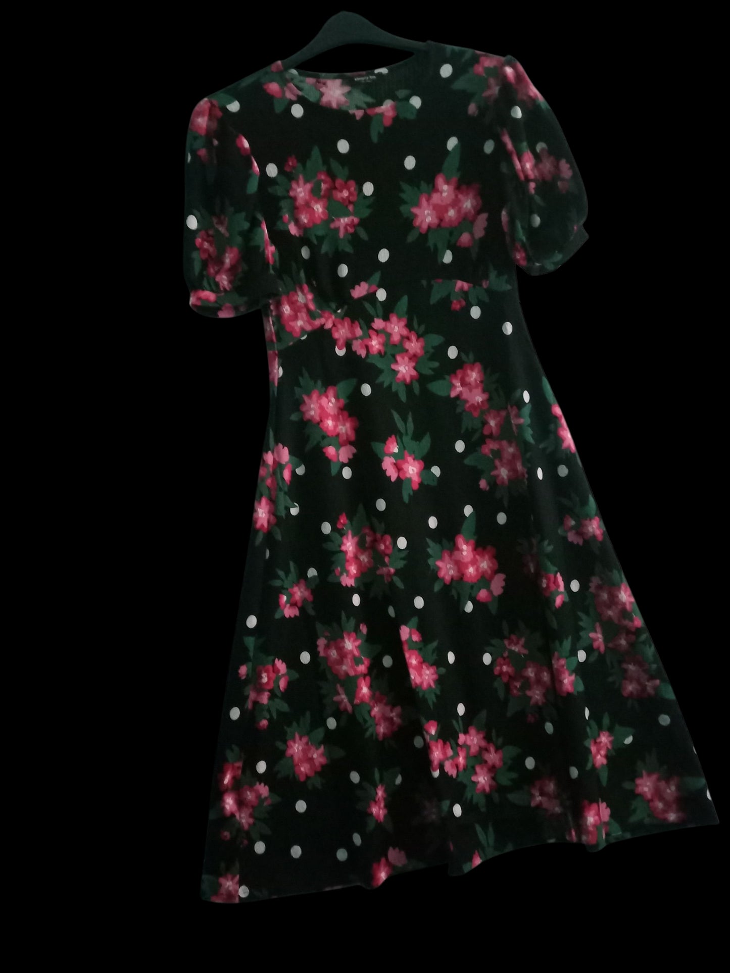 Mixed Puff Sleeve Midi Dress OL702