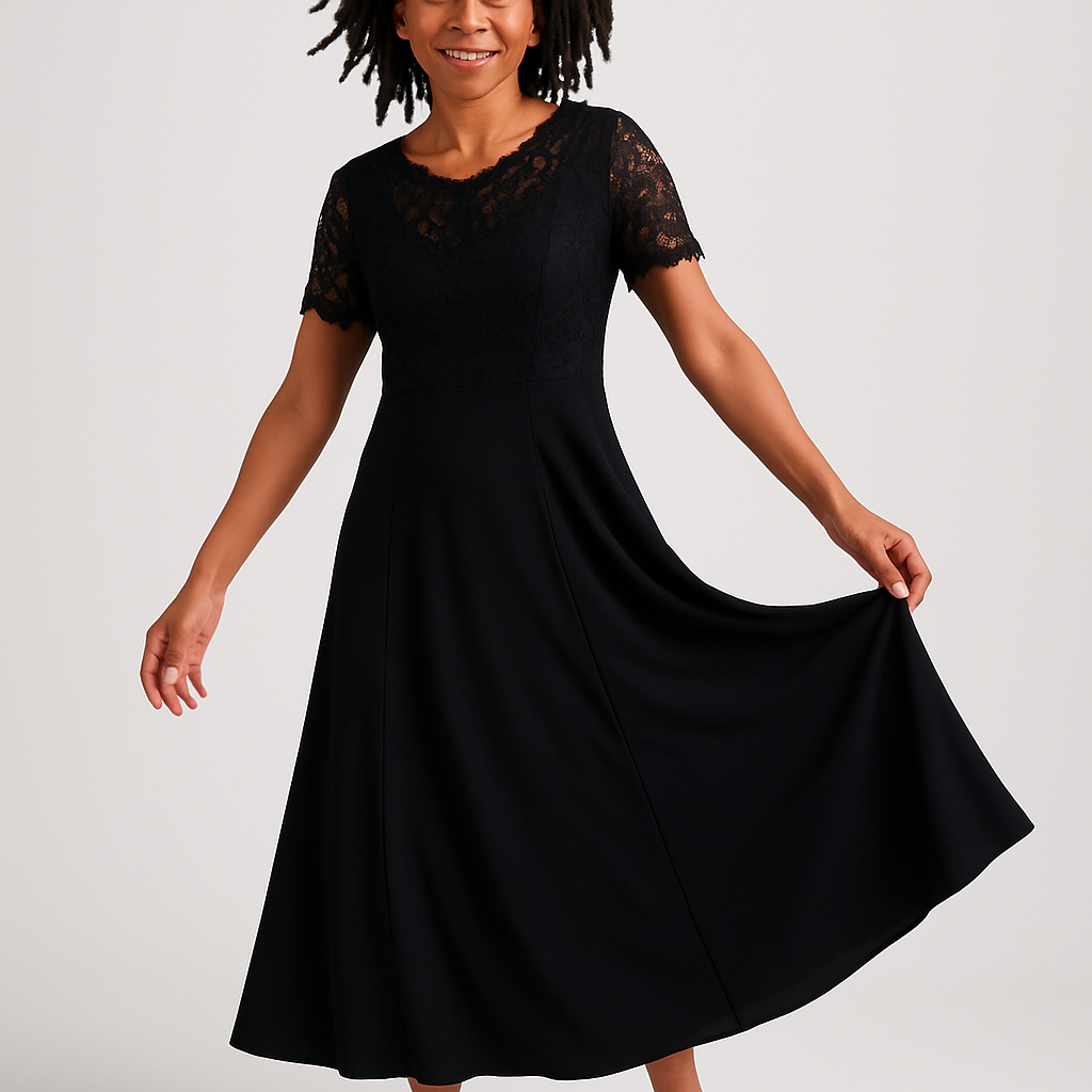 Black Lace Midi Dress