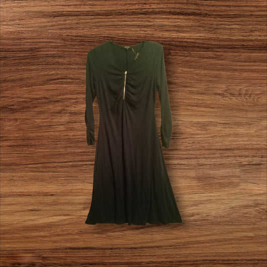 Navy Zip Front Ruching Dress YC917