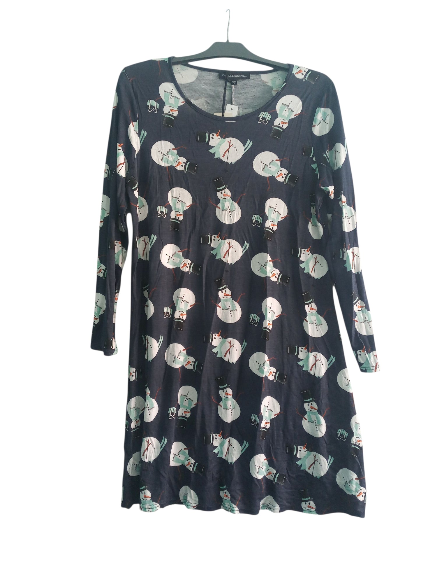 Navy Print Christmas Dress