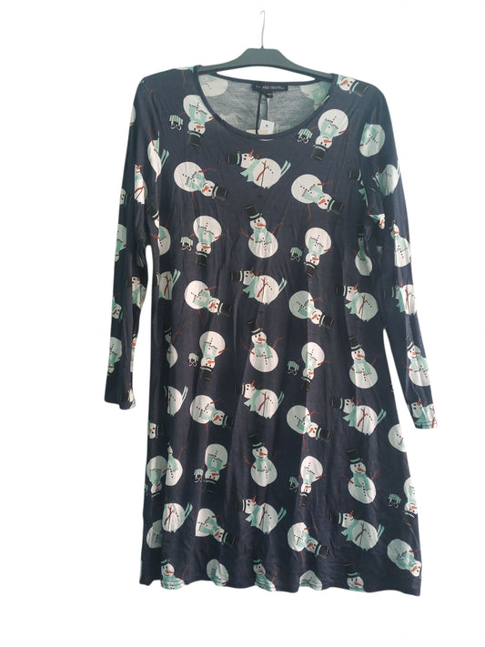 Navy Print Christmas Dress