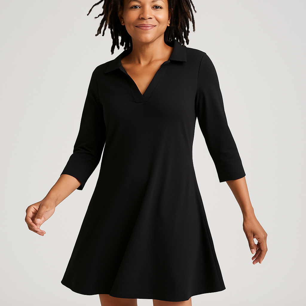 Navy Ribbed Jersey Dress