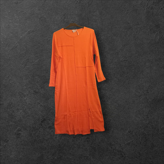 Orange Contrast Stitch Midi Column Dress FJ806
