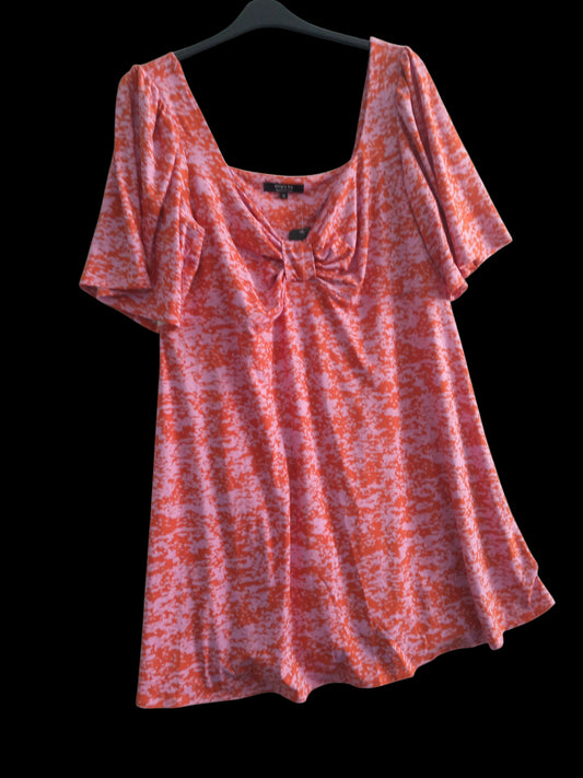 Pink Print Knot Front Dress UF778