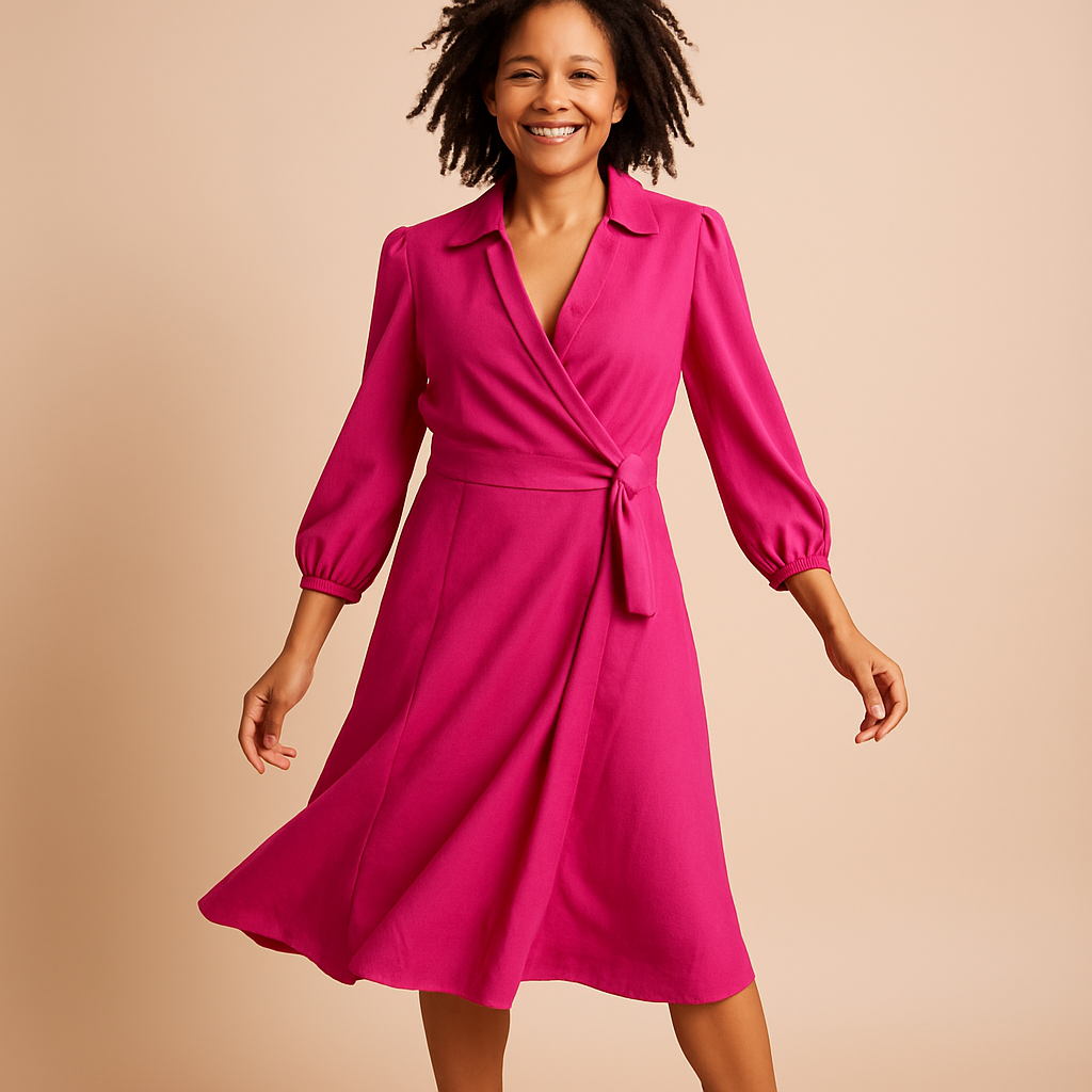 Pink Satin Wrap Dress