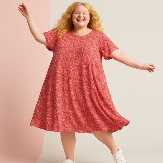 Red Print Swing Dress