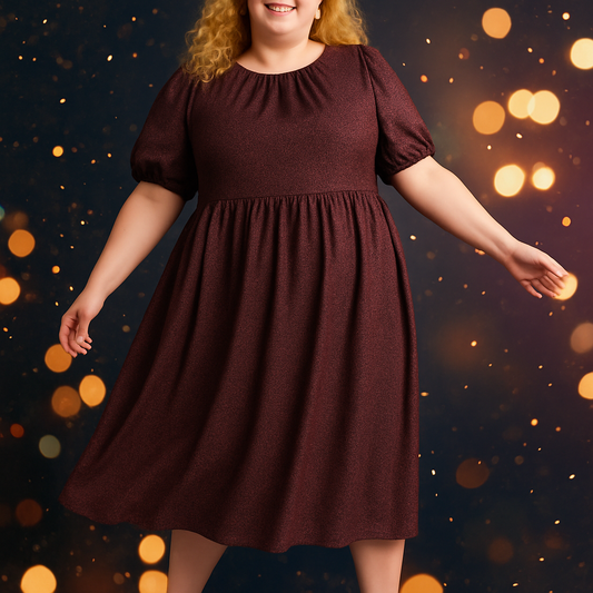 Rose Gold Glitter Knit Midi Dress