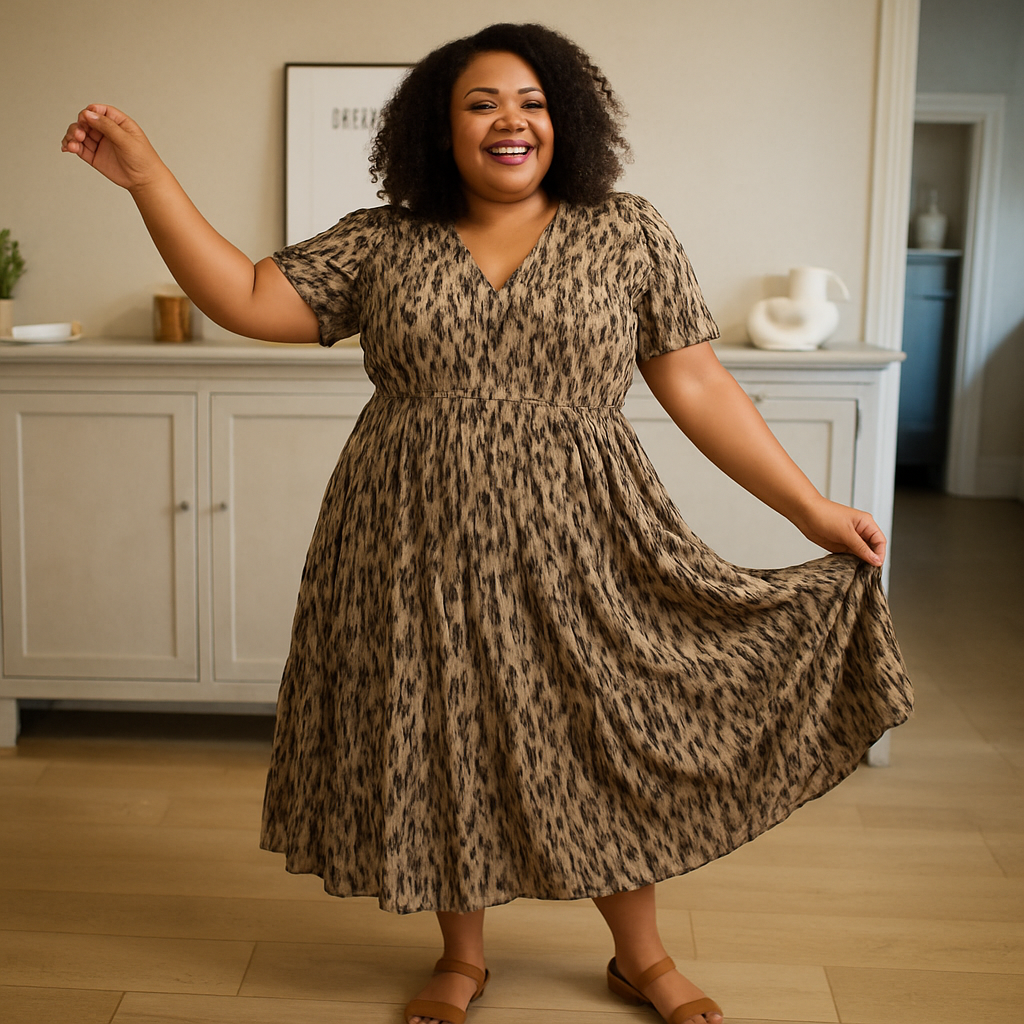 Stone Print Asymetric Maxi Dress